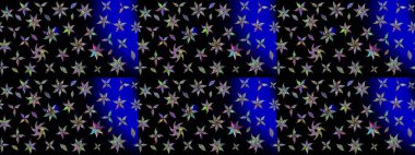 Çiçeksel fantezi tasarımı ve parlak bir arka plan çizimi. Düz Çiçek Elementleri Tasarımı. Renkli Bahar Teması çizim şablonu.