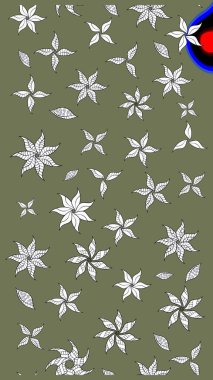 Klasik çiçekler. El çizimi, soyut ve süslü elementler. Yaz çiçekleri teması. Yeşil renkler. Suluboya resim taklit Raster illüstrasyonu.