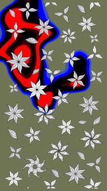 El yapımı çiçek ve bitki koleksiyonu. Raster illüstrasyonu. Eskiz stili yeşil renkler. Şirin karalamalı çiçek desenli çizim. Raster illüstrasyonu.