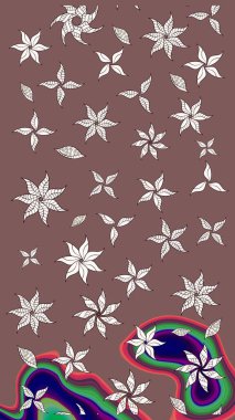 Manzaralı çiçek deseni. Çiçek kompozisyonu, el boyası, hassas şablon. Üst manzara, yumuşak kahverengi renk. Sevgililer günü ve tebrik kartı konsepti için şık bir davet.