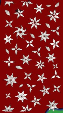 Parlak çiçekli kırmızı renkler üzerinde soyut çizim deseni. Çiçeksel elementlerle süslenmiş zarif raster dokusu. Küçük çiçekte şirin bir çiçek deseni var..