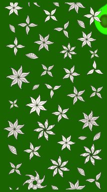 Raster illüstrasyonundaki çiçek desenli çizim. Yeşil renkte çiçekler.