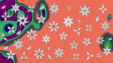 Küçük çiçekteki sevimli çiçek deseni. Turuncu renkte çiçekler.