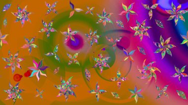 Çizgi çizimi kalıbı. Raster Moda kumaş deseni. Şirin çiçekler..