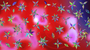 Raster Güzel kumaş deseni. Raster suluboya deseni, narin çiçekler, kırmızı çiçekler, tebrik kartı şablonu..