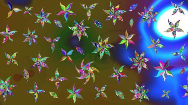 Nazik romantik baskı. Raster güzel bir çiçek deseni çizmiş. Tatil havası. Bahar mevsimi. Yeşil renkte çiçekler.