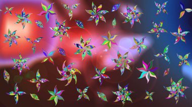 Taslak desenli, modaya uygun kumaş deseni. Düz Çiçek Elementleri Tasarımı. Şirin çiçek elementleri. Renkli Bahar Teması eskiz kalıbı. Raster illüstrasyonu.