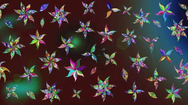 Raster illüstrasyonu. Kahverengi renklerde. 3D çiçekler, çizim.