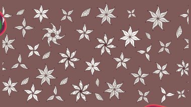 Kahverengi renkli çiçekler. Hediye ambalaj kağıdı, tebrik kartları, posterler ve pankart tasarımı. Raster düz çiçek çizim deseni.