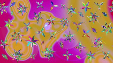 Renkli Bahar Teması eskiz kalıbı. Güzel kumaş deseni. Asya tekstil tarzında. Çiçek desenli çizim. Düz Çiçek Elementleri Tasarımı. Raster illüstrasyonu.