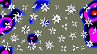 Yeşil renkler üzerine çiçek desenli çizimler, el yapımı papatyalar, papatyalar. Tekrarlayan çiçek arkaplanı, zarif yeşil çiçek duvar kağıdı.