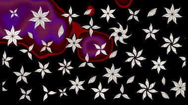 Düz Çiçek Elementleri Tasarımı. Renkli Yaz Temalı eskiz kalıbı. Siyah renkli çiçekler. Raster illüstrasyonunda çiçek deseni çizimi.