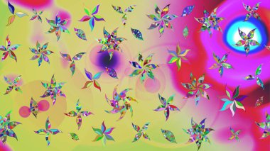 Çizim çiçek deseni duvar kağıdı, web sitesi arka planı, ambalaj kağıdı, davetiye, broşür, afiş veya web sitesi için kullanılabilir. El çizimi Raster çizimi. Parlak elementlerin.