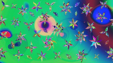 Çiçekli karalama şeklinde Raster çiçek deseni. Nazik, narin çiçek arkaplanı. Yeşil renkte çiçekler.