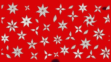 Raster illüstrasyonundaki çiçek desenli çizim. Kırmızı renkte çiçekler. Renkli Bahar Teması eskiz kalıbı. Düz Çiçek Elementleri Tasarımı.