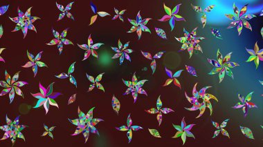 Klasik çiçek tasarımı elementleri. Kahverengi kıvırcık çiçekler kahverengi renklerde şekillenir. Raster illüstrasyonu.