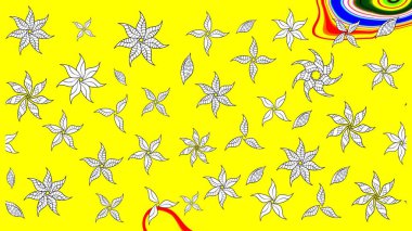 Çiçekli karalama şeklinde Raster çiçek deseni. Yumuşak, bahar çiçekli arka plan. Sarı renkte çiçekler.