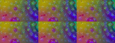 Renkli Yaz Temalı eskiz kalıbı. Yeşil renkli çiçekler. Düz Çiçek Elementleri Tasarımı. Raster illüstrasyonunda çiçek deseni çizimi.