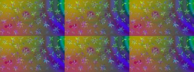 Yumuşak, yeşil renkli bahar çiçekleri. Raster illüstrasyonu. Çiçek ve yapraklı karalama şeklinde Raster çiçek deseni.