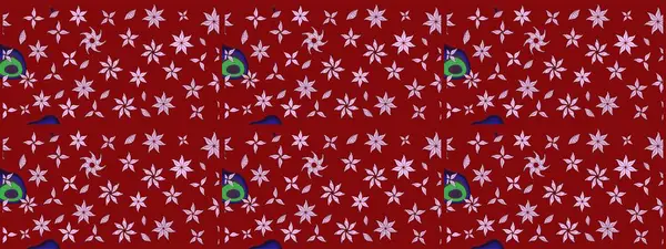 Hediye ambalaj kağıdı, tebrik kartları, posterler ve pankart tasarımı. Kırmızı renkte çiçekler. Raster düz çiçek çizim deseni.