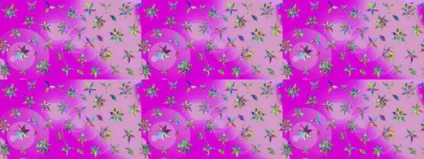 Çiçeksel çizim kalıbının yansıması. Vadinin çiçekleri morumsu renklerde.