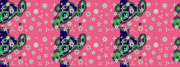 Suluboya çiçekli çiçek deseni. Raster illüstrasyonu. Pembe renkli Asya tekstili.