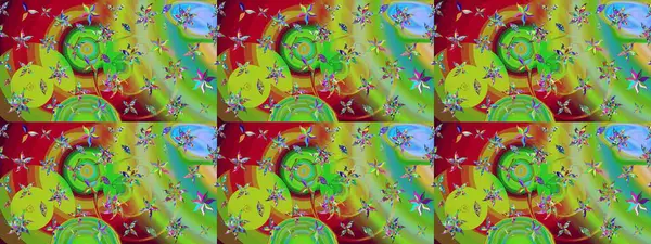 Yapraklı çiçekler ve yeşil renkli papatya çiçekleri. Eskiz arkaplan modeli. Raster - stok.