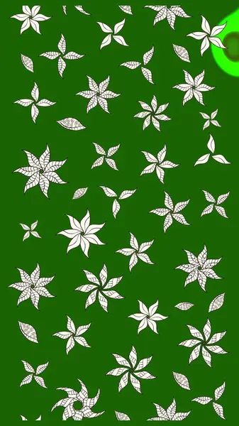 Raster illüstrasyonundaki çiçek desenli çizim. Yeşil renkte çiçekler.