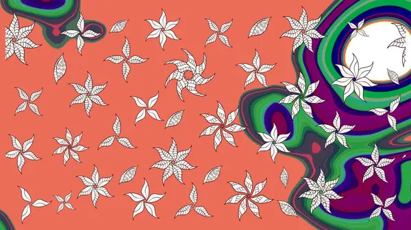 Çiçekler suluboya şeklinde turuncu renkte. Raster illüstrasyonunda çiçek deseni çizimi.