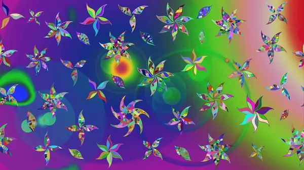 Çiçekli karalama şeklinde Raster çiçek deseni. Yeşil renkli çiçekler. Yumuşak, yaz çiçekli arka plan.