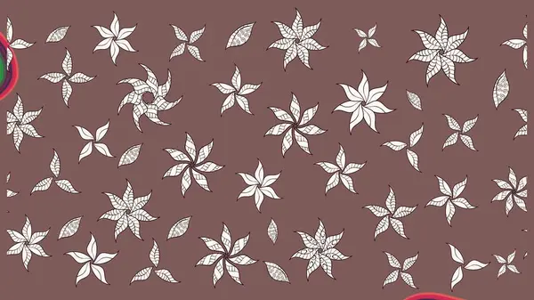 Kahverengi renkli çiçekler. Hediye ambalaj kağıdı, tebrik kartları, posterler ve pankart tasarımı. Raster düz çiçek çizim deseni.