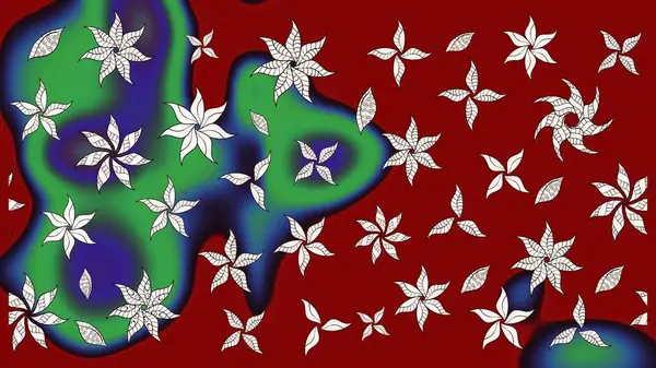 Raster deseni. Küçük çiçekteki sevimli çiçek deseni. Raster illüstrasyonu. Kibarca, yaz çiçekleri kırmızı renklerde.