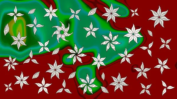 Hediye ambalaj kağıdı, tebrik kartları, posterler ve pankart tasarımı. Kırmızı renkte çiçekler. Raster düz çiçek çizim deseni.