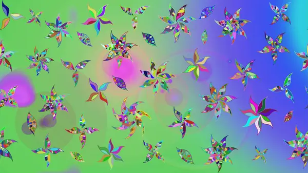 Çizim çiçek deseni duvar kâğıdı olarak kullanılabilir. Yeşil renkli çiçekler. Raster illüstrasyonu.