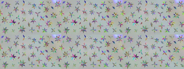 Raster illüstrasyonundaki çiçek desenli çizim. Düz Çiçek Elementleri Tasarımı. Renkli Bahar Teması eskiz kalıbı. Gri renkli çiçekler.