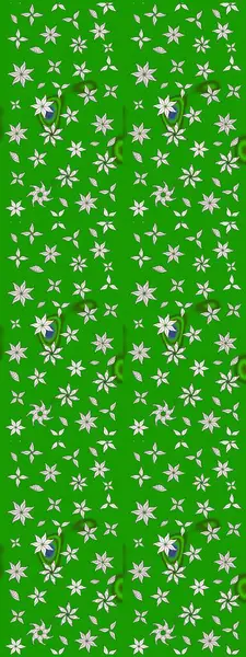 3D çiçekler, eskiz. Raster illüstrasyonu. Yeşil renklerde.