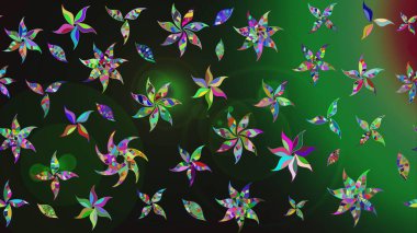 Patlayan çiçekler soyut olarak yerleştirilmiş. Gri renklerde bahar çiçekleri. Raster deseni. Raster illüstrasyonu.