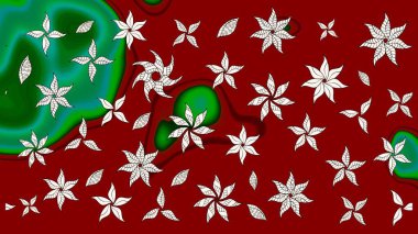 Elle boyanmış suluboya resim çizimleri, çiçekler ve bitkiler. Kırmızı renkte çiçekler.