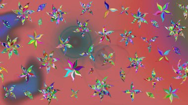 Renkli Bahar Teması eskiz kalıbı. Pembe renkli çiçekler. Düz Çiçek Elementleri Tasarımı. Sevimli çiçek raster deseni.