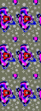 Raster illüstrasyonundaki çiçek desenli çizim. Yeşil renkli çiçekler. Renkli Bahar Teması eskiz kalıbı. Düz Çiçek Elementleri Tasarımı.