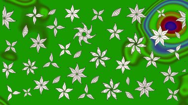 Modern gelişim yeşil raster arka plan duvar kâğıdı illüstrasyonu klasik çizgili, desenli desenli çiçekler, çiçekli süsler. Çiçekli el çizimi çizimi deseni.