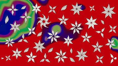 Çiçekli karalama şeklinde Raster çiçek deseni. Nazik, narin çiçek arkaplanı. Kırmızı renkte çiçekler.