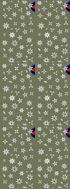 Klasik çiçekler. El çizimi, soyut ve süslü elementler. Yaz çiçekleri teması. Yeşil renkler. Suluboya resim taklit Raster illüstrasyonu.