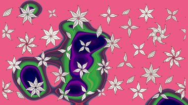 Çiçekli yumuşak bir eskiz şekli. Raster çiçekleri klasik tarzda çizilmiş. Yumuşak, pembe renkte bahar çiçekleri. Raster illüstrasyonu.