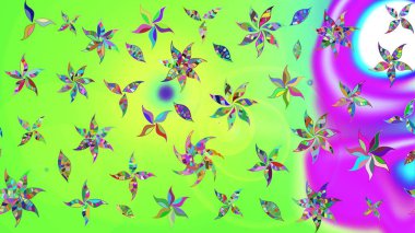 Raster - stok. Yeşil çiçekli eskiz deseni, suluboya çiçek deseni, sevimli çiçek, duvar kağıdı, kart veya kumaş için fayanslı.