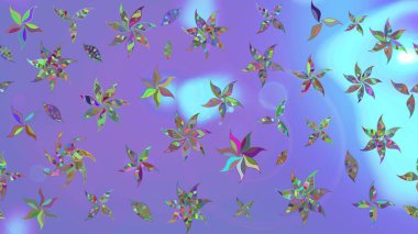 Düz Çiçek Elementleri Tasarımı. Eskiz klasiği. Renkli Bahar Teması eskiz kalıbı. Raster Şirin kumaş deseni.