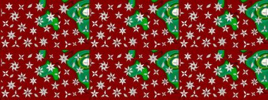 Kırmızı renkte etnik çiçeklerle süslenmiş zarif bir eskiz şekli. Raster Çiçek İllüstrasyon Şirin Tekstil.