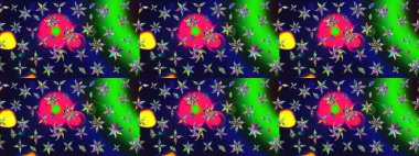 Raster illüstrasyonundaki çiçek desenli çizim. Suluboya tarzında gri renkte çiçekler.