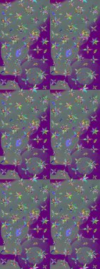 Rengarenk çiçekleri ve doğal renklerde yaprakları olan harika bir çiçek deseni. Moda baskıları için zarif bir şablon. Modern çiçek arkaplanı. Halk stili.