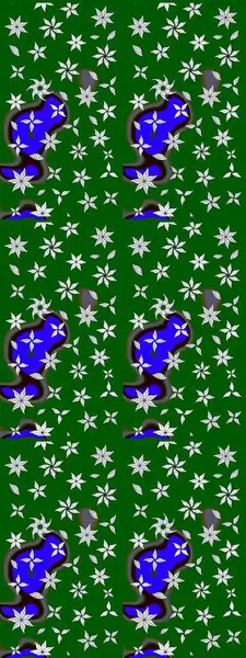 Yeşil renkli bitkilerden oluşan parlak çiçekli çizim deseni.